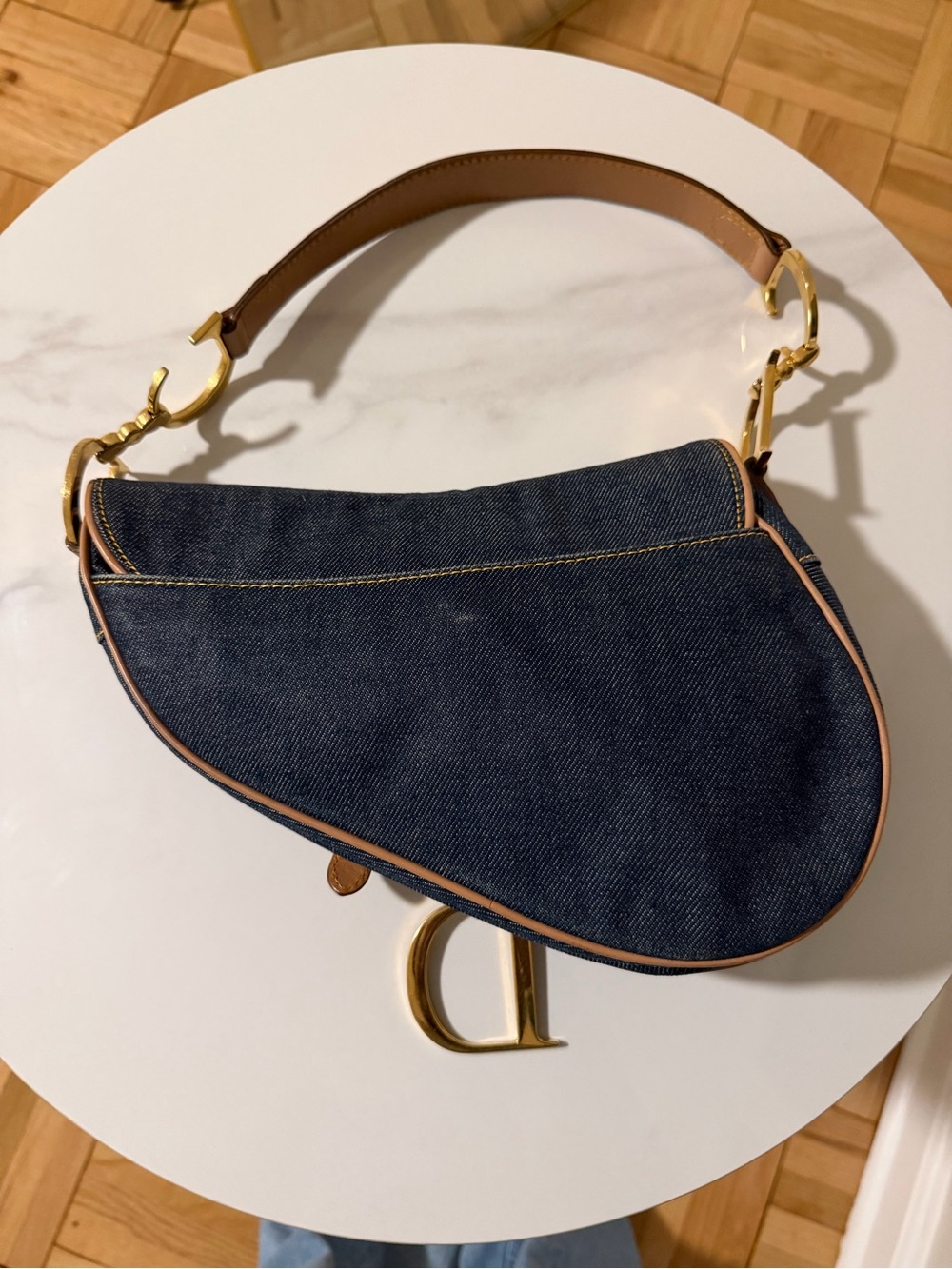 Vintage Dior Saddle Denim Leather Trim Shoulder Bag - Picture 5 of 12